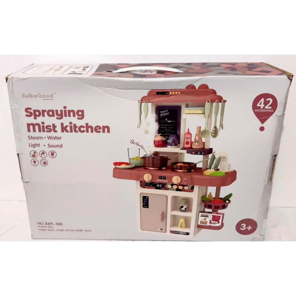 Kids Kitchen PlaySet Cooking, 42 Pcs  with Sounds, Lights, Misting and Steam NEW